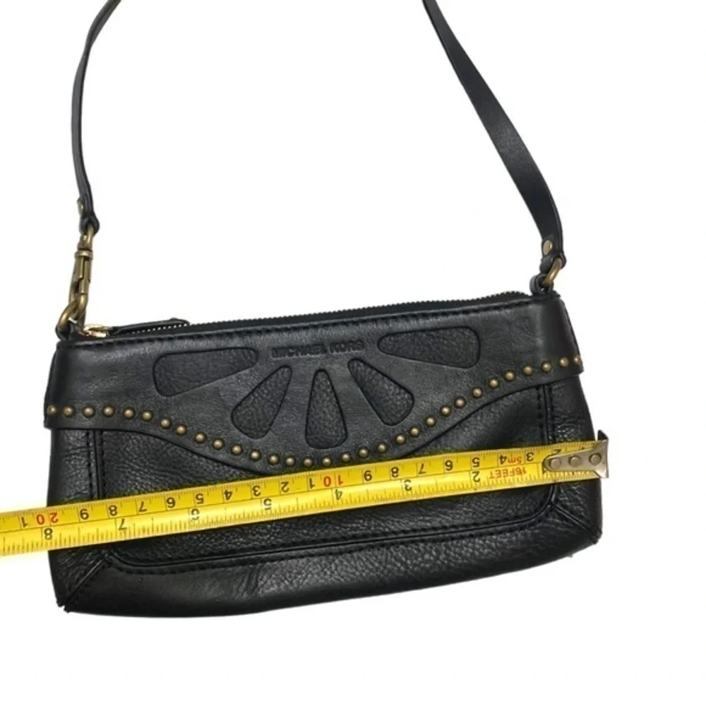 Michael Kors black leather studded mini bag convertible wristlet